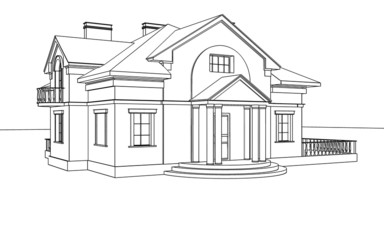 drawing, sketch of a house