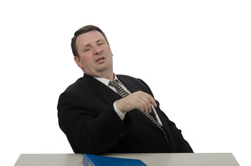 A middle-aged hirer begins stress interview