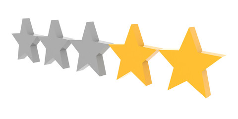 Two stars rating. Concept 3D illustration.