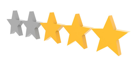 Three stars rating. Concept 3D illustration.