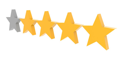 Four stars rating. Concept 3D illustration.