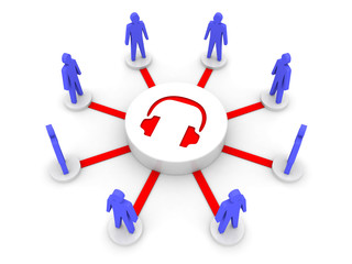 Team listen. Education. Podcast.  Concept 3D illustration.