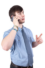 Young businessman calling by phone