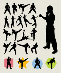 Karateka Kick Silhouettes - Martial Art