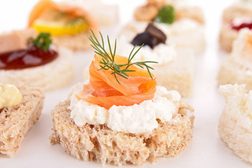 canape with cheese cream and salmon