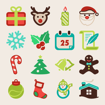 Christmas colorful flat icons