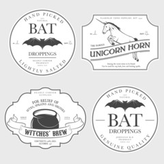 Funny vintage Halloween potion labels