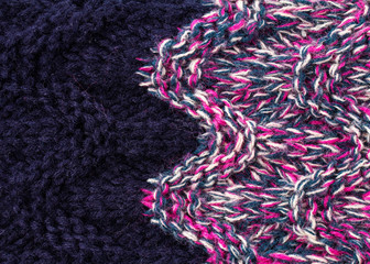 Knitted woolen fabric multicolor texture. High resolution Fabric