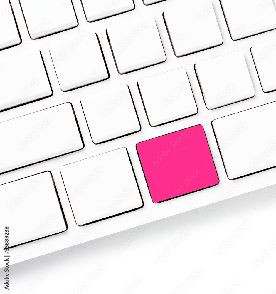 Fototapete Computer keyboard with colored blank keys for your own idea. Whi