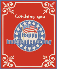 Vintage American Happy Independence day greeting vector