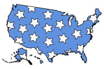 American Map filled with stars on 4th of july vector