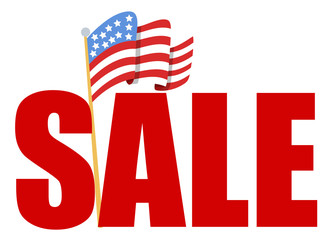 4th of july Vector - sale text with Flag of America