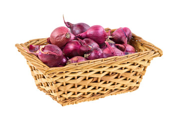 Small basket of red pearl onions