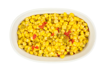 Corn with peppers in bowl
