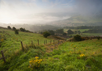 misty yorkshire valley in autumn