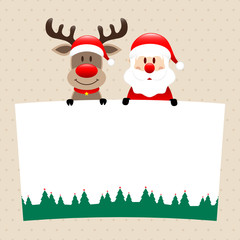 Santa & Rudolph Label Dots Beige