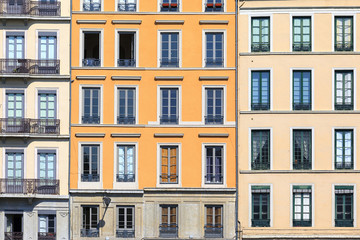 Fototapeta na wymiar Famous facades in Lyon city