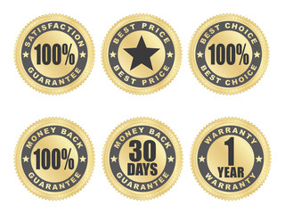 set of golden satisfaction guarantee seals