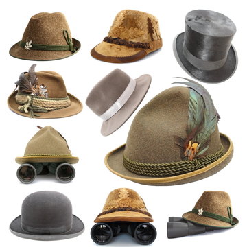 collection of oktoberfest and hunting hats