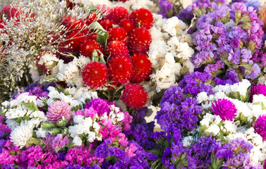 Colorful bouquet from diferent kinds of flowers