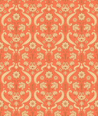 Seamless ornamental vintage pattern with stylized flowers.