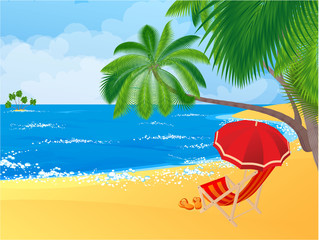 Tropical beach. Vector.