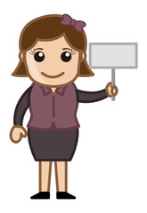 Holding a Small Banner - Cartoon Business Vector Illustrations