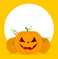Halloween pumpkins on orange background