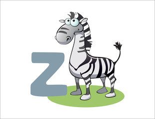 Fototapeta na wymiar Cartoon Zebra and letter Z