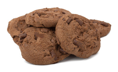 Chocolate pastry cookies isolated on white background