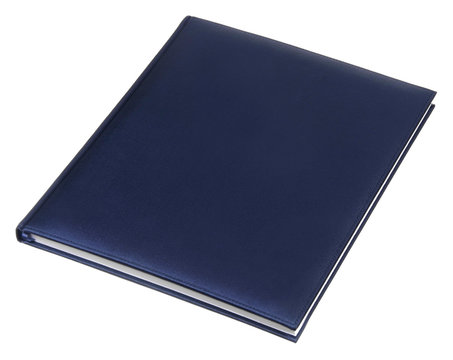 blue leather notebook isolated on white