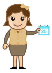 Girl Showing Calendar - Schedule Concept - Cartoon Business