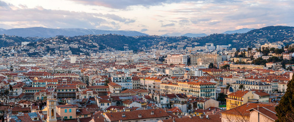 Naklejka premium Panorama of Nice town - French Riviera