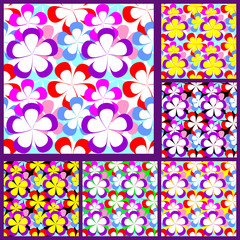 Abstract seamless Pattern with Flowers - set of six variants