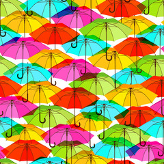 Fototapeta na wymiar Seamless pattern with bright colorful umbrellas