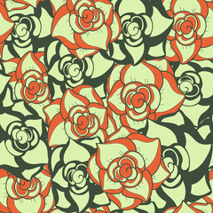 vector seamless autumn roses background. vintage colors