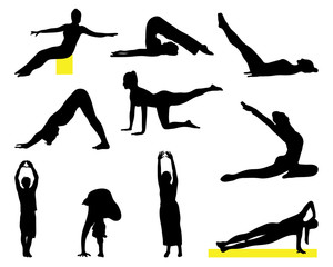 Silhouettes of fitness 2, vector