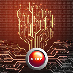 Stop button on circuit board in Tree shape
