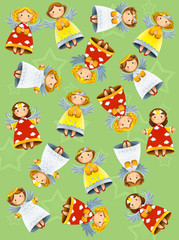 The christmas exercise - scattered flying angels - matching pairs - book page - illustration for children