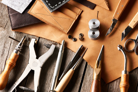 Premium Photo  Natural leather and tools for creating products