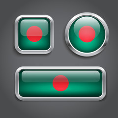 Bangladesh flag glass buttons