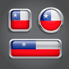 Chile flag glass buttons
