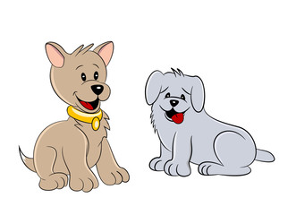 An illustration of two cute cartoon dogs