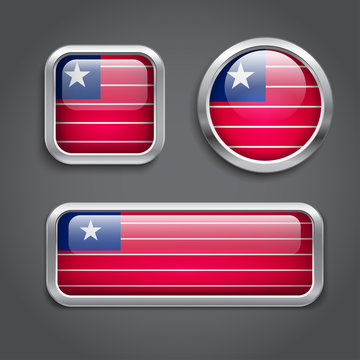 Liberia  flag glass buttons