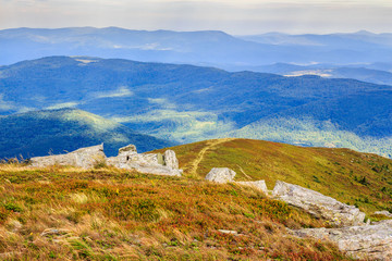 footpath at the hill top leading into mountains
