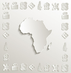 Africa map symbol frame paper 3D