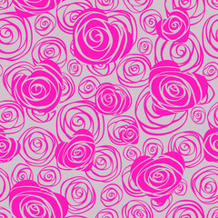 Abstract seamless pattern with hearts and roses
