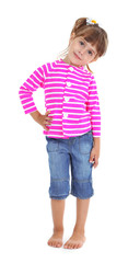 Little girl posing isolated on white