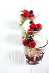 Morning dessert with berries and cream cheese