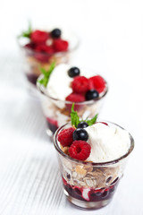 Morning dessert with berries and cream cheese